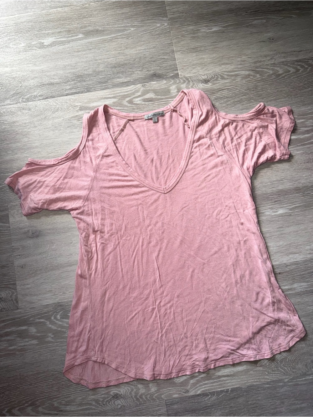 Charlotte Russe Pink Cold-Shoulder V-Neck Tee